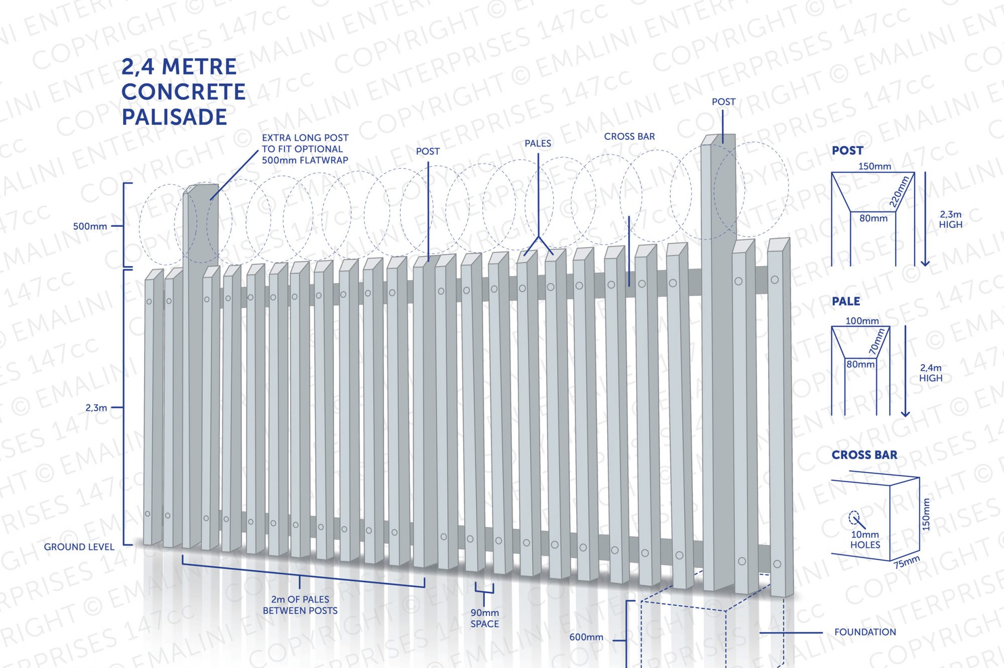 Concrete Palisade Fencing